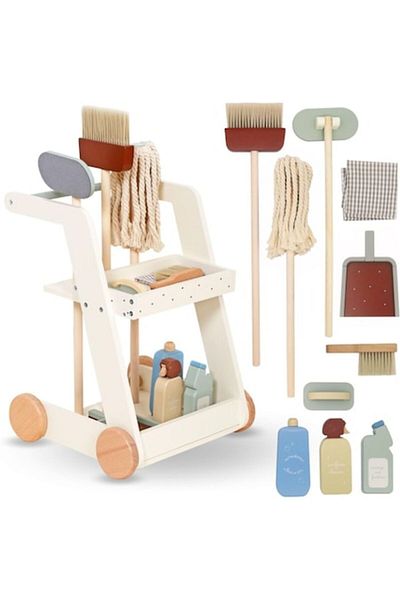 indiggo Set de Joaca si Curatenie, Interactiv si Educativ din lemn si Jucarie de Rol pentru Copii, M