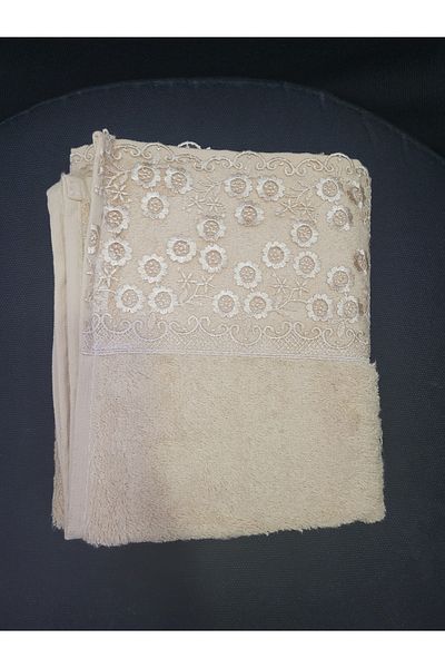 esdekor 82X47Cm Laced Towel Light Brown 100% Bamboo Domestic 1 Piece
