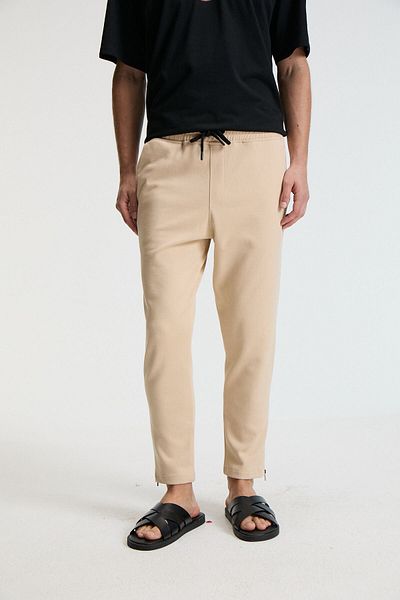GRIMELANGE Lamare men's elastic waist side pocket regular fit beige sweatpants
