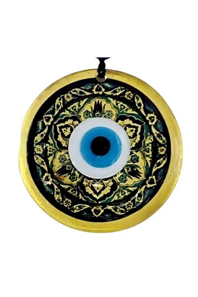 DefneToprak ديكور حائط زجاجي ذهبي اللون بنمط التوليب مع خرز عين الشر