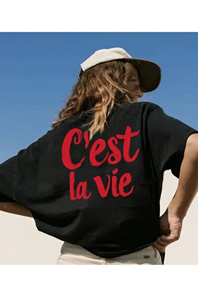 ELZE MODA A Quality Premium Digital Printed C'Est La Vie Back Printed Tshirt