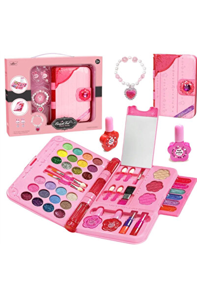 WePro Store Trusă de machiaj roz pentru copii, luciu de buze, fard de pleoape...