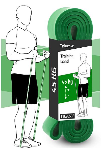 Ozsport 45kg Resistance Band Muscle Building Rubber Fitness Pilates Cross Training Band Purple-Ultra Tough