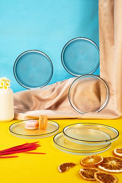 Fecra Loren 6-Piece Cake Plate Set with Black Mesh 16 cm
