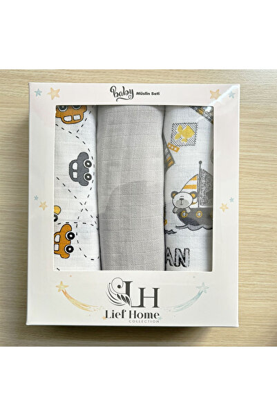 Lief Home Set of 3 Muslin Covers |   75X85Cm |   100% Cotton |   Boxed for Newborn