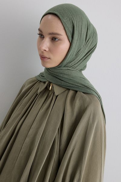 FENZA SCARF Drew Khaki Bohemian Long Fringe Cotton Shawl