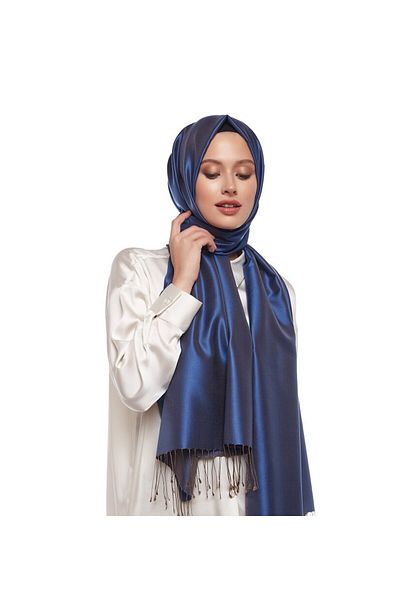 ipekevi Jeans Blue Silkmill Double Sided Silk Shawl 927