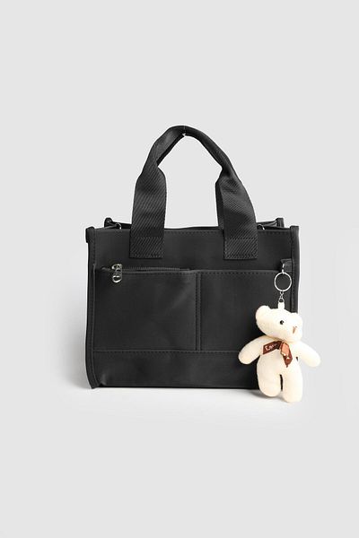La La'Graccio Paris Geantă de mână și crossbody pentru femei La'Graccio Paris cu mai multe compartimente și ursuleț negru