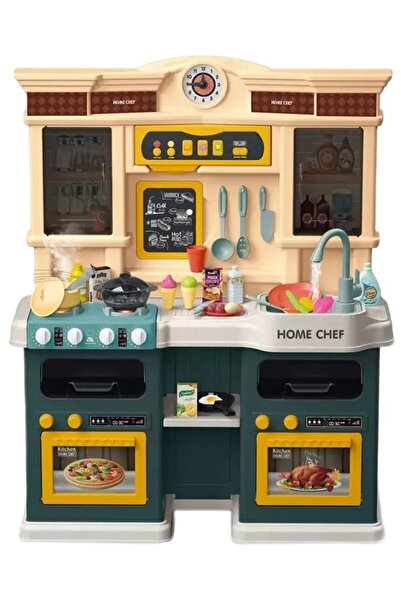 WePro Store Set bucătărie pentru copii verde, lumini, sunete, abur, apă curen...