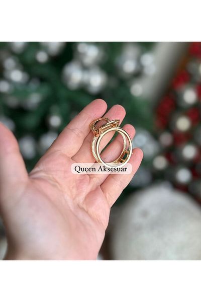 QUEEN AKSESUAR Trend Small Gold Color Round Ring Geometric Metal Hair Clip Latch Clip