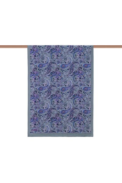 ipekevi Gray Blue Silkmill Four Seasons Tnsl Shawl 2889