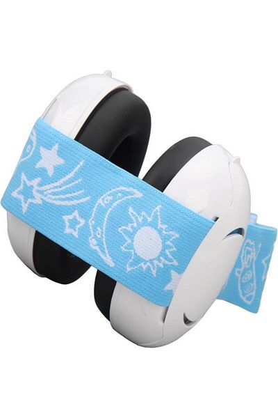 WePro Store Baby earmuffs 3-36 months, noise protection, safe fastening, elastic headband, blue white