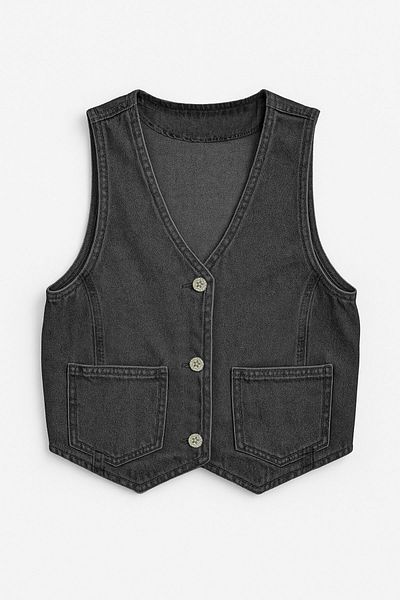 Bluewhite Women's 100% Cotton Light Blue Jean Vest with Pockets