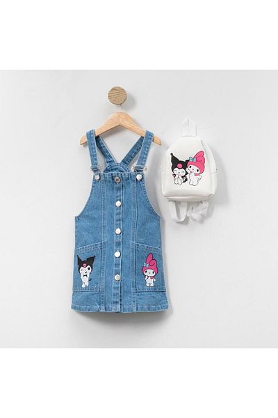 Aymini kids Kuromi Girl's Digital Printed Jeans with Bag Jile Blue
