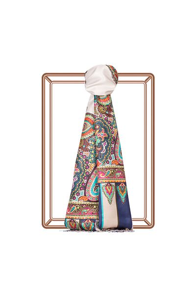 ipekevi Pearl White Silkmill Silk Shawl 6564