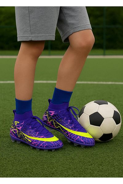 homiro Pantofi de fotbal Vinnex cu șosete din Lycra pentru copii-Violet