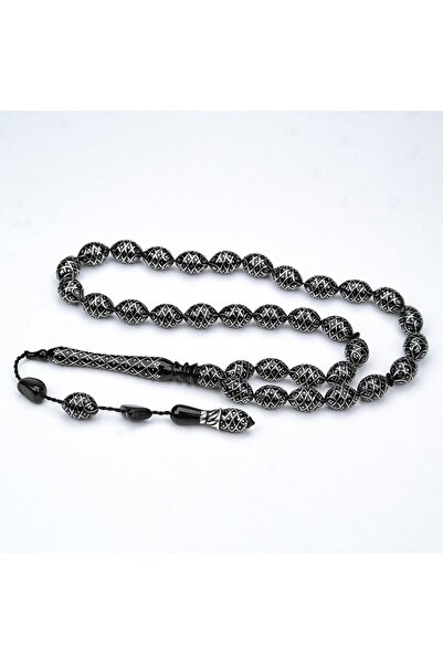 BlackCraft Oltu Stone Special Engraved Prayer Beads