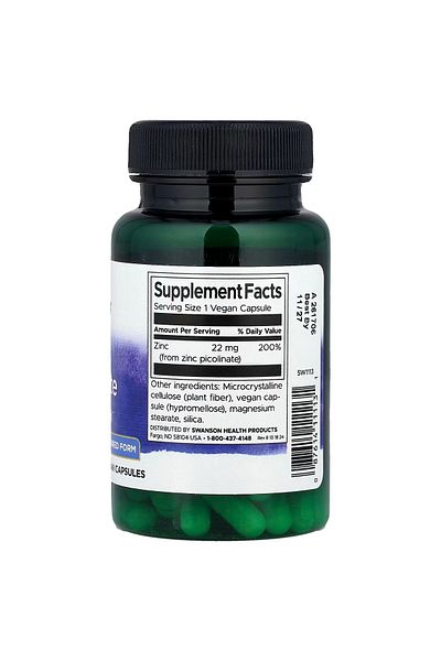 SWANSON , Zinc Picolinate, 22 mg, 60 Vegan Capsules