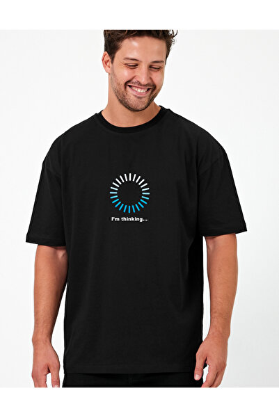 Windy Island Bărbatul guler rotund „În gândire” cu imprimeu supradimensionat ...