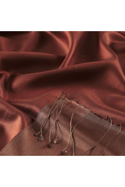 ipekevi Dark Brick Silkmill Double-Sided Silk Shawl 927