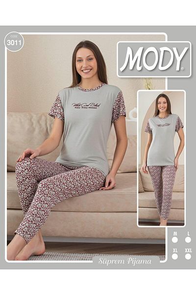 MODY Costum de pijama de dama din bumbac cu jumatate de maneca