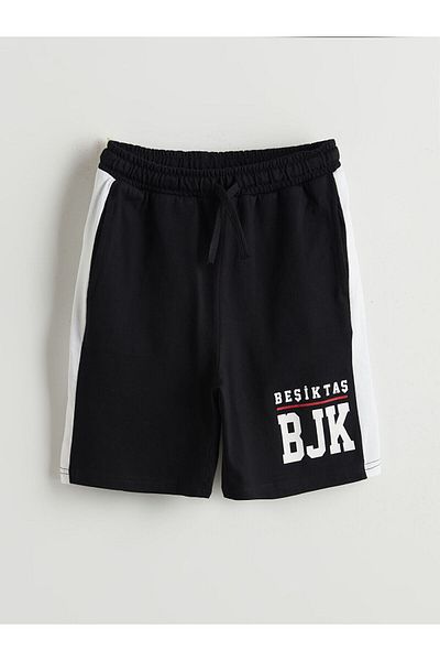 LC Waikiki Beşiktaş Printed Boys' Shorts with Elastic Waist