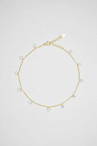 So CHIC... Sallantılı Taşlı 18 Ayar Sarı Altın Kaplama 24 Cm Gümüş Hal Hal