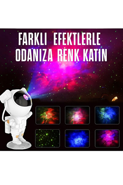 electroawm Astronot Tasarımlı Bluetooth Hoparlör & Gece Lambası – 8 Renkli Projeksiyon, Kumandalı!"
