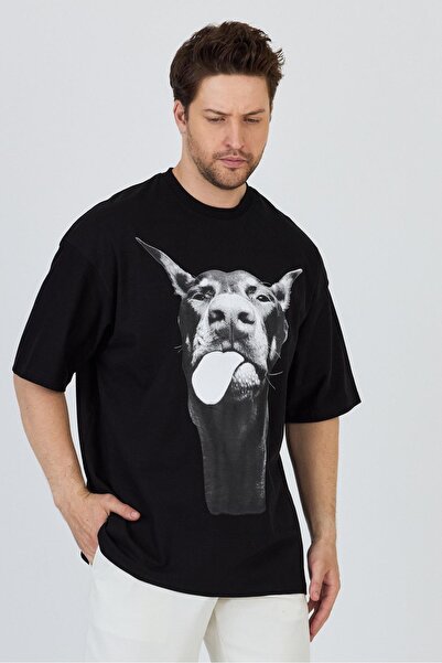 Rocqerx R-5861 Μπλουζάκι με λεπτομέρεια με στάμπα σκύλου