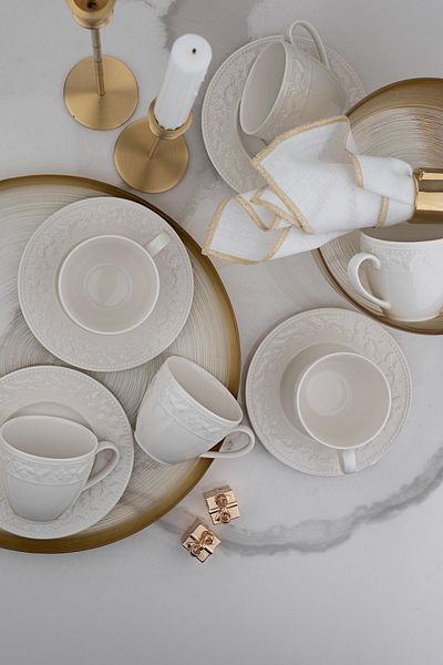 Kütahya Porselen Silvia 12 Piece Tea Set for 6 People Cream