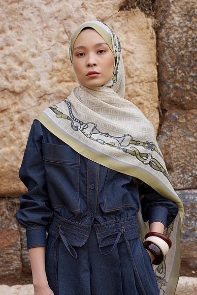 ED Scarf Green Ed Scarf Sunrise Belt Pattern Shawl