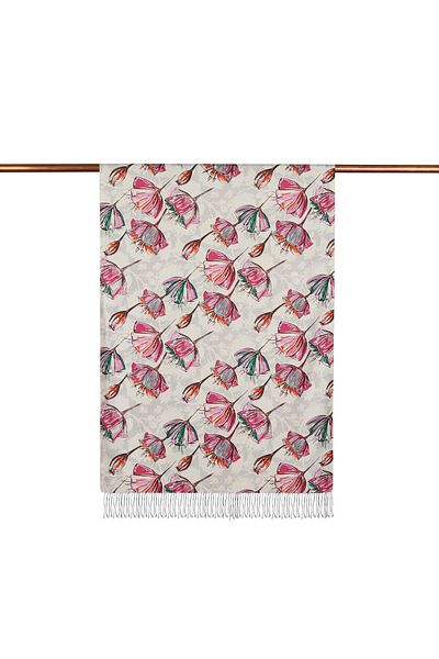 ipekevi Cream Fuchia İpekevi Silk Shawl 7797