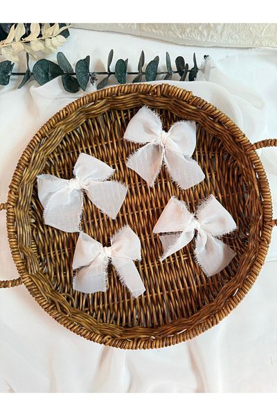 LAYLAEVENTS Chiffon Fabric Ribbon Ready Bow-40 Pcs-White