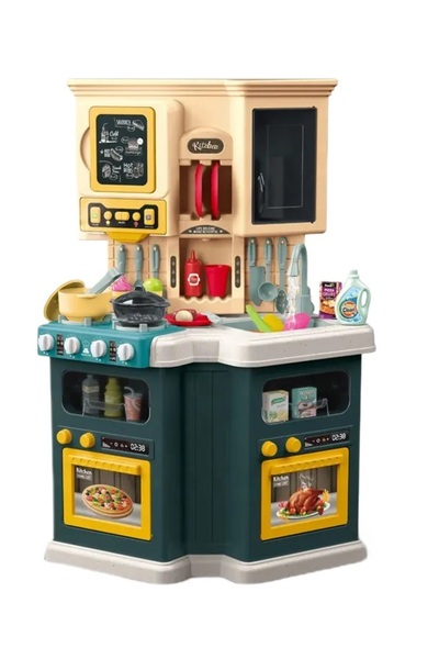 WePro Store Set bucătărie pentru copii verde, circuit de apă, cuptor, plită, ...