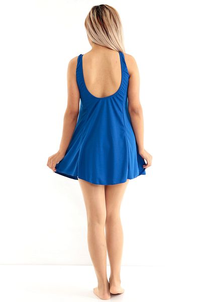 TİGERS Sea Queen Women's Saxblue Large Size Lycra Fabric Dress Silipli Swimsuit
