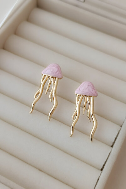 COSİTA Pink Gold Filled Mine Colored Jellyfish Summer Trend Earrings