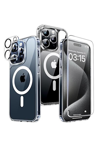 bzstore Carcasă MagSafe pentru iPhone 15 cu protecție pentru ecran și cameră 3-în-1 BzStore, transparentă