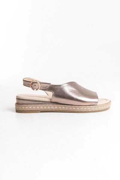 INNTRO Cies Genuine Leather Metallic Platinum Women's Straw Espardil Wrap Sole Sandals