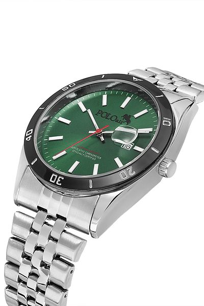 Polo Air Men's Wrist Watch with Lens Calendar Silver Green Color Pl-0987E4X