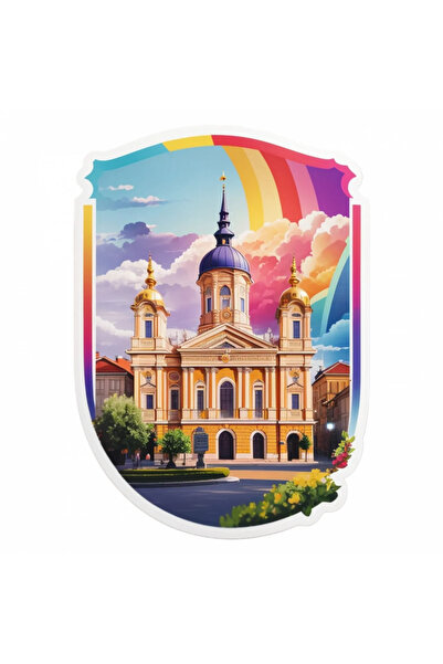 INOVATIX Set de 8 piese, autocolant Orașul Timișoara, INOVATIX®. 6 cm