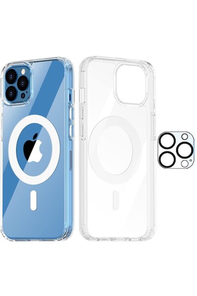 bzstore Set husă transparentă MagSafe și protecție pentru cameră, compatibile cu Apple iPhone 14 Pro Max