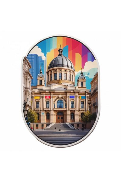 INOVATIX Set de 8 piese, autocolant cec clădire oraș București, INOVATIX®. 6 cm
