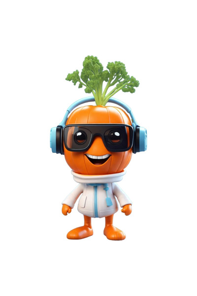 INOVATIX Set de 8 piese, autocolant Morcov cu ochelari, INOVATIX®. 6 cm