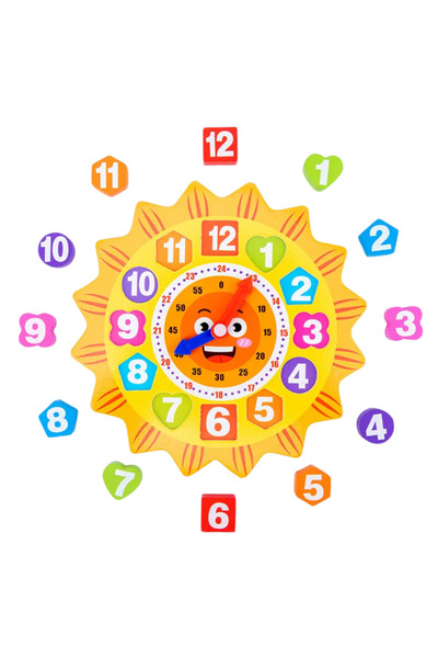 LUDIRO Ceas Educational din Lemn pentru Copii cu Design Dragut, Soare Zambitor