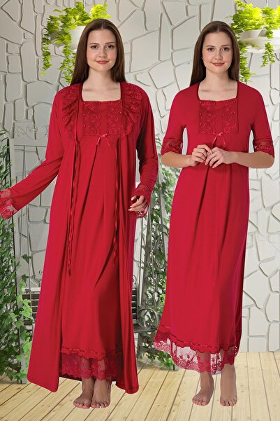 lohusahamile Set de cămașă de noapte și halat de zi cu caracteristică de alăp...