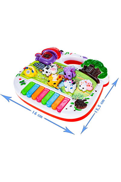 LUDIRO Jucarie Interactiva Bebelusi, Ferma Animalelor, 4 Functii, Cu Lumini si Sunete, Pian