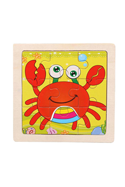 LUDIRO Puzzle Educativ din Lemn pentru Copii, Crab, 9 Piese