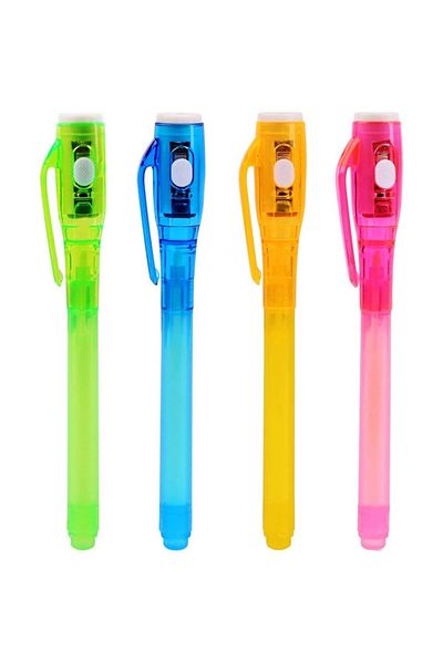 Sprise Set of 4 Invisible Ink Pens with UV Light, Multicolor