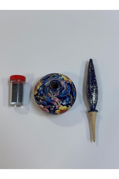 orifkozmo Wooden Handmade Surme Container with Oreganik Surme Beside
