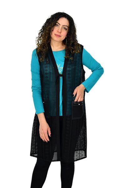 Deste Women's Mesh Long Pocket Lace-Up Vest Bgl-St04634